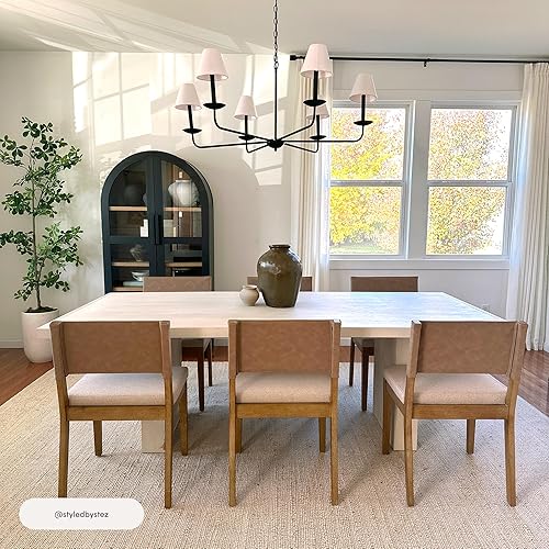 Vista 5 de Nathan James Linus - Silla tapizada moderna, juego de 2, color marrón claro cepillado