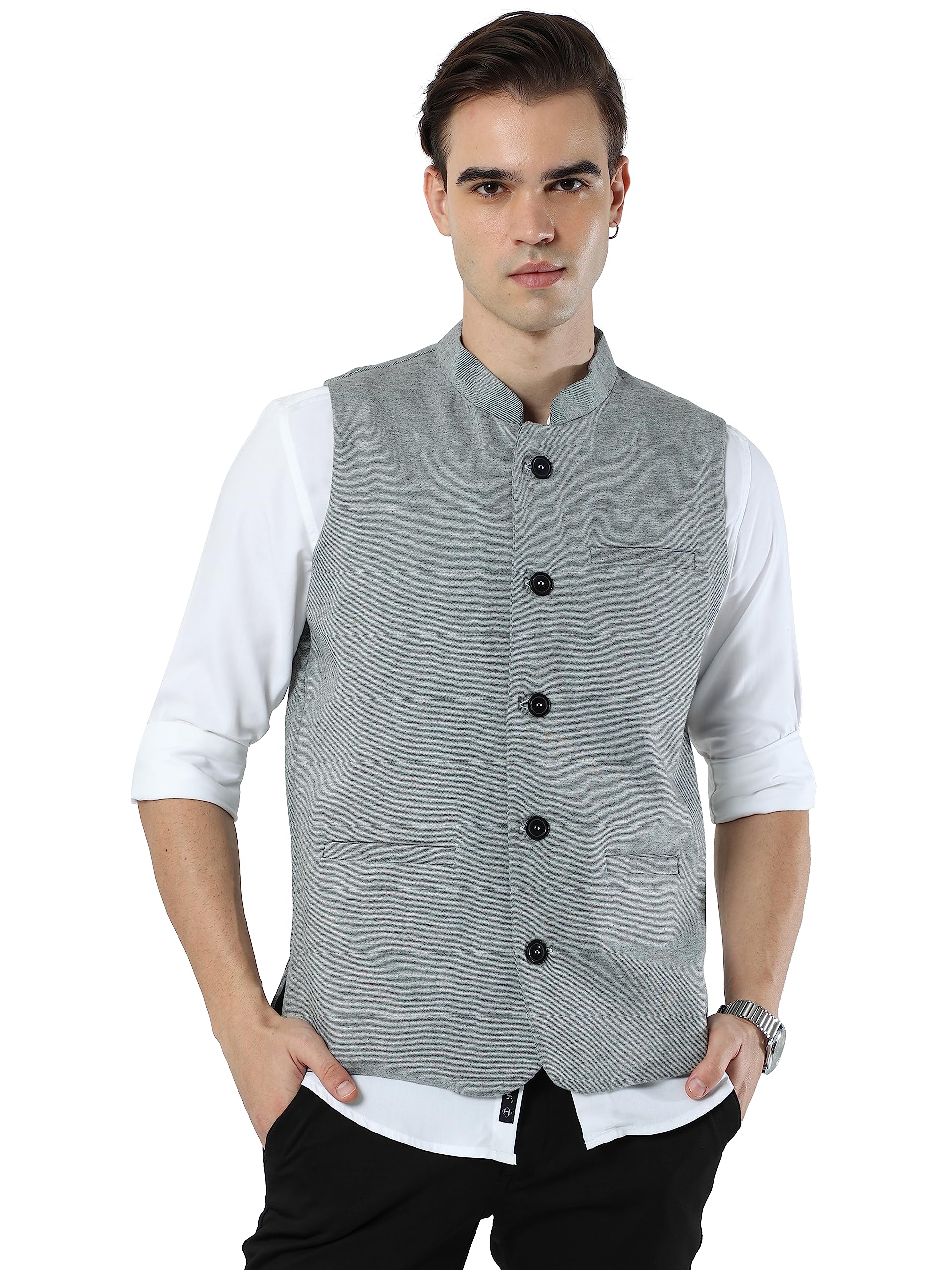 ecoline clothing Eco-Friendly Men’s Sleveless Polycotton Mandarin Collar Modi Waistcoat/Nehru Jacket-picture-37