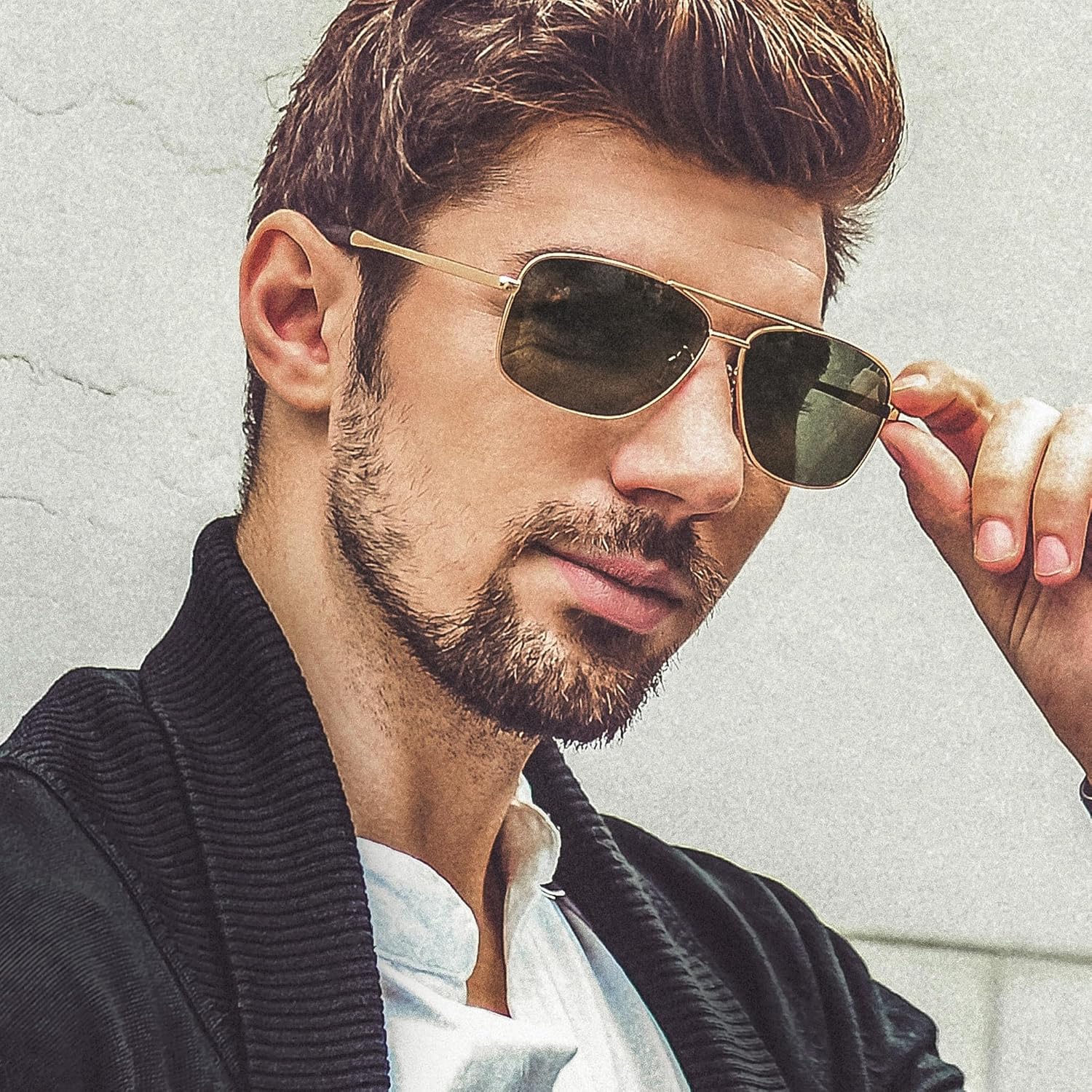 SUNGAIT Men's Polarized Square Aviator Sunglasses Durable Metal Frame for Fishing Driving Golf 100% UV Protection - Image 2