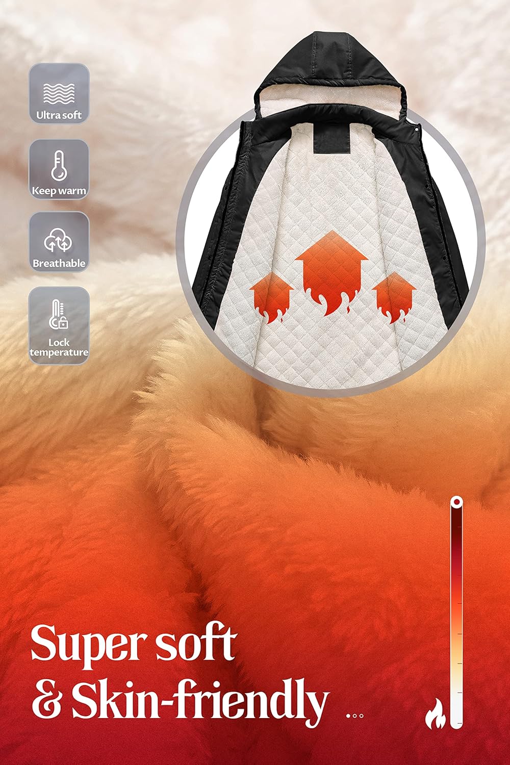 Chrisuno Women's Mid-Length Parka Winter Outerwear Jacket Soft Fleece Warm Snow Coat - Image 3