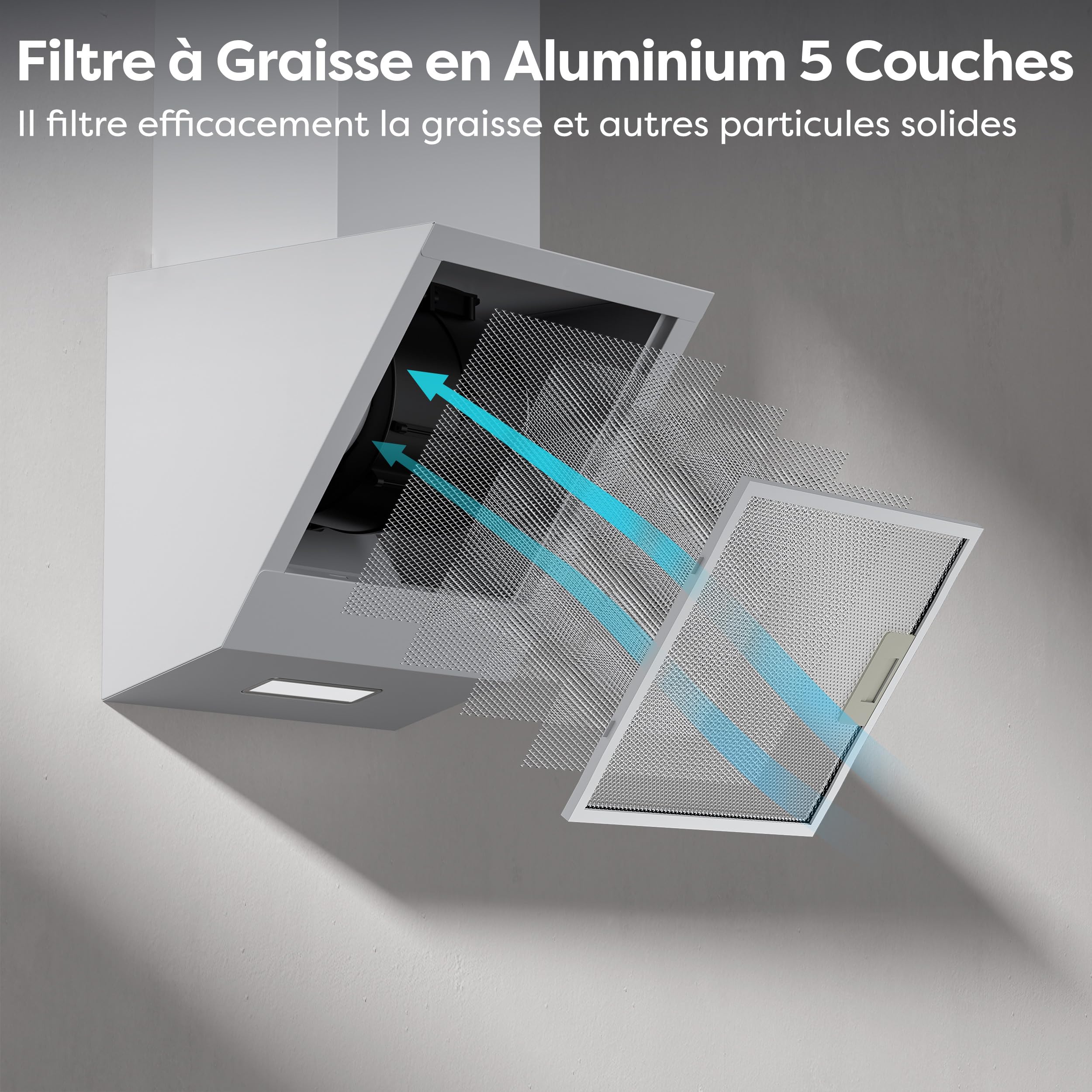 CIARRA Hotte Aspirante Inclinée 60cm 350 m³/h LED Silencieuse Recyclage Evacuation Blanc