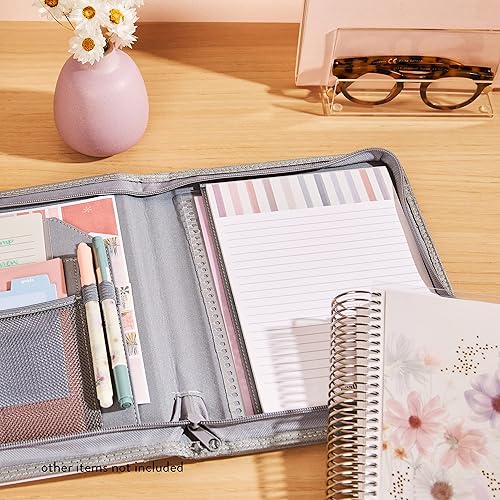 Miniatura 3 de Folio A5 Premium Zip  Círculos geométricos de color azul pizarra, organizador perfecto para documentos, planificadores, cuadernos y diarios. Agenda