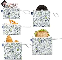 Vista 9 de Nordic By Nature - Bolsas reutilizables de doble capa para sándwiches y aperitivos, sin BPA, fáciles de limpiar, bolsas de almuerzo escolar