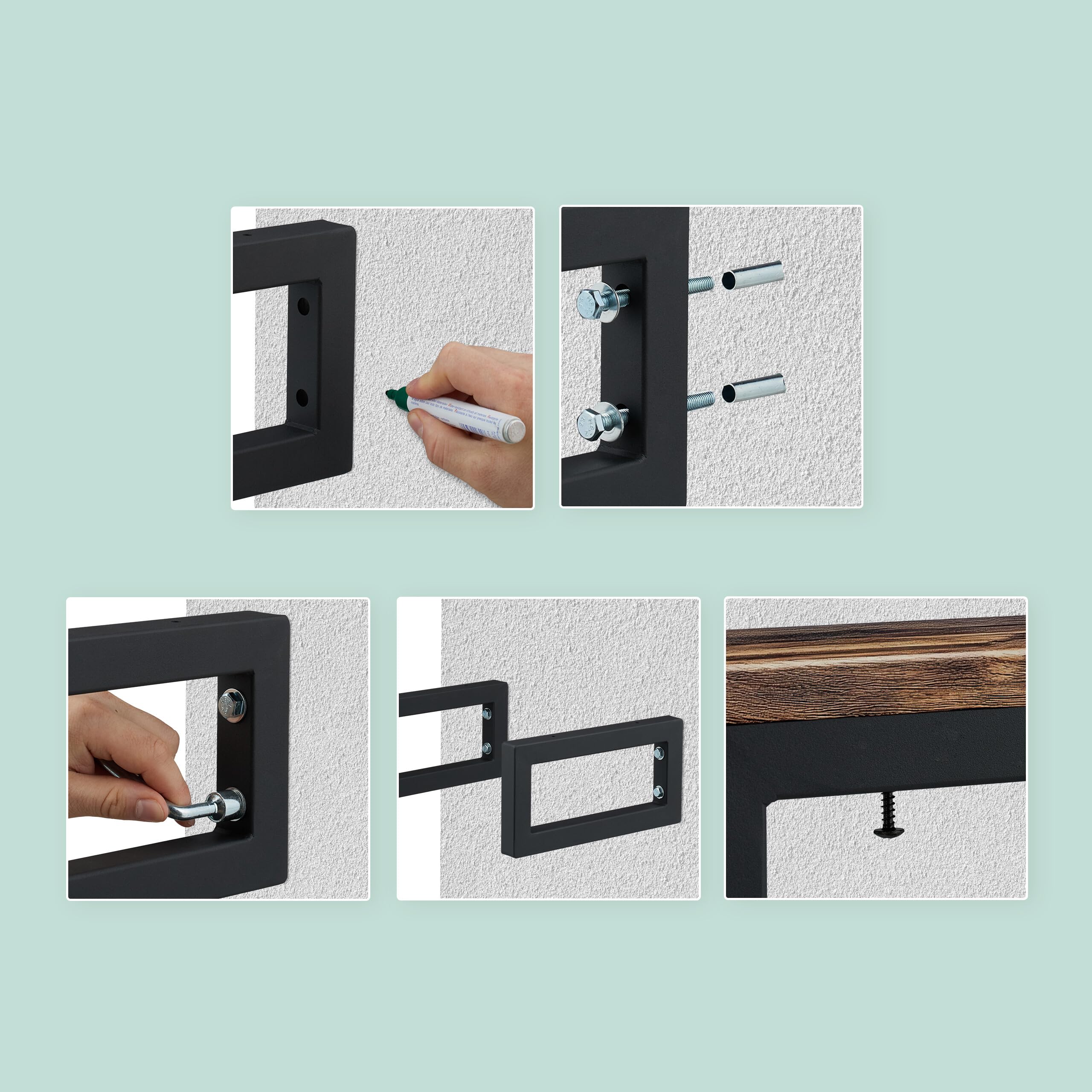 Relaxdays Escuadras Repisa, Set de 2, 35 cm, Soportes Estante, Lavabo Pared, Acero, Sujeta Baldas Rectangulares, Blanco