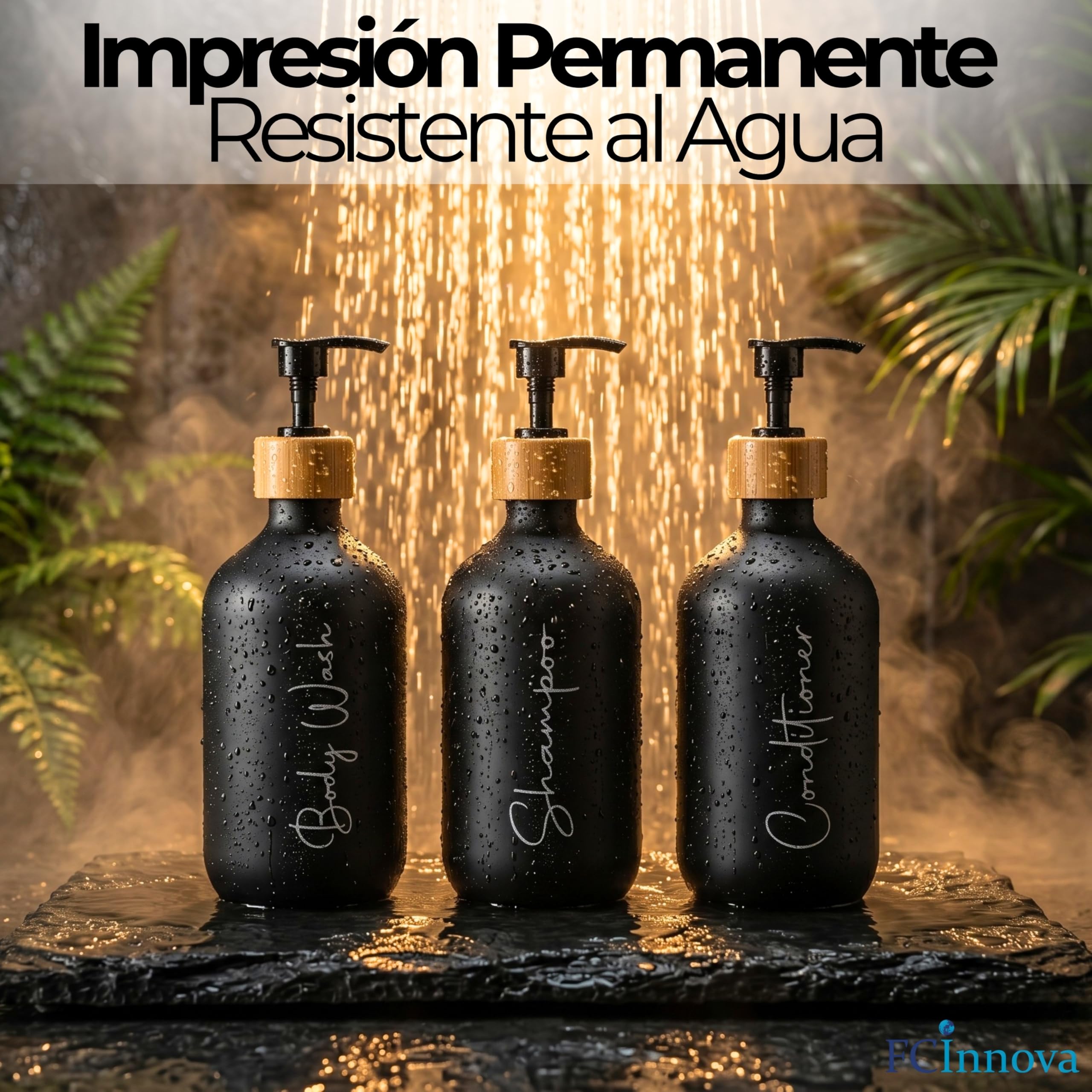 Dispensador Jabon Baño Negro Mate 500ml Set de 3 Botes para Gel y Champu Acondicionador Embudo para Rellenado Este Dosificador Jabon Baño es Elegante practico y mantendra su Ducha ordenada