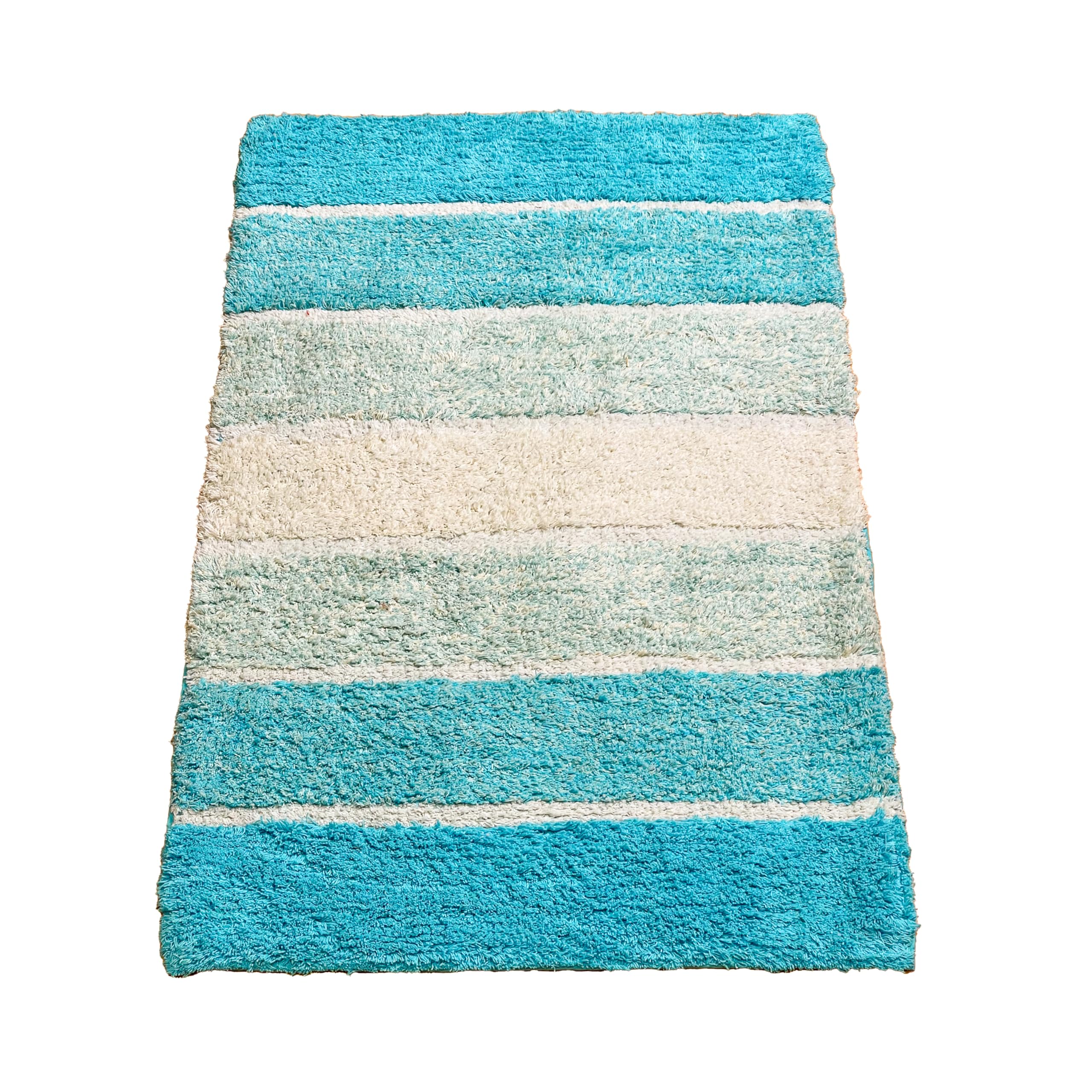 Chardin home Cordural Stripe Bath Mat, 24 x 40 Inches | Non Slip Bathroom Rug, Machine Washable, Plush, Highly Absorbent | Aqua Turquoise Ombre