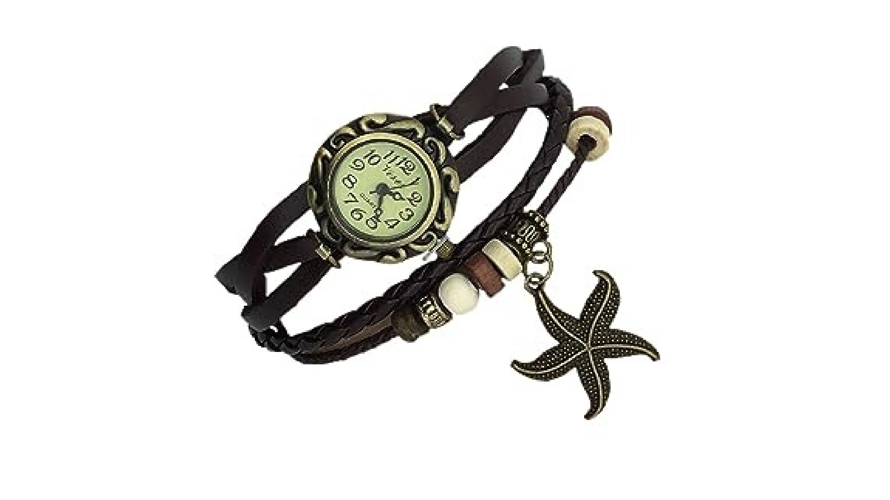 Boolavard OWL Quartz Fashion Weave Wrap Around Leather 