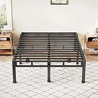 Vista 9 de ROIL 14 Inch Queen Bed Frame, Double Layer Metal Bed Frame with Round Corner Legs, 4000LBS Bed Frame & Box Spring 2 in 1 Platform with Headboard