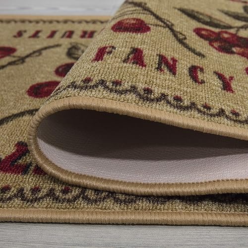 Miniatura 3 de Ottomanson Siesta Collection - Tapete de camino para cocina con diseño de frutas, 20 x 59 pulgadas, beige
