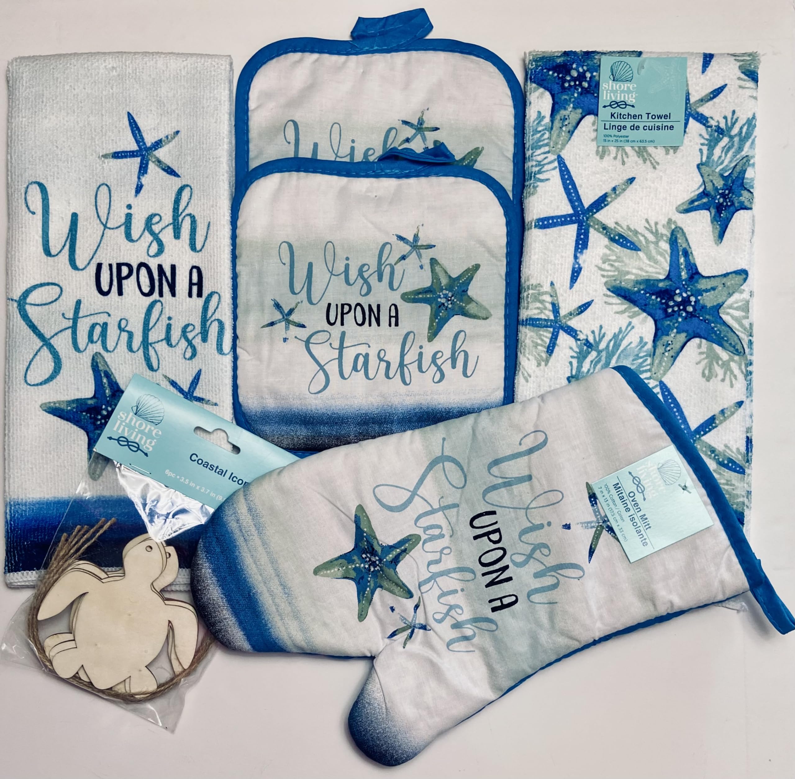Generic Shore Living 5 Piece Kitchen Towel Set (Wish Upon A Starfish)