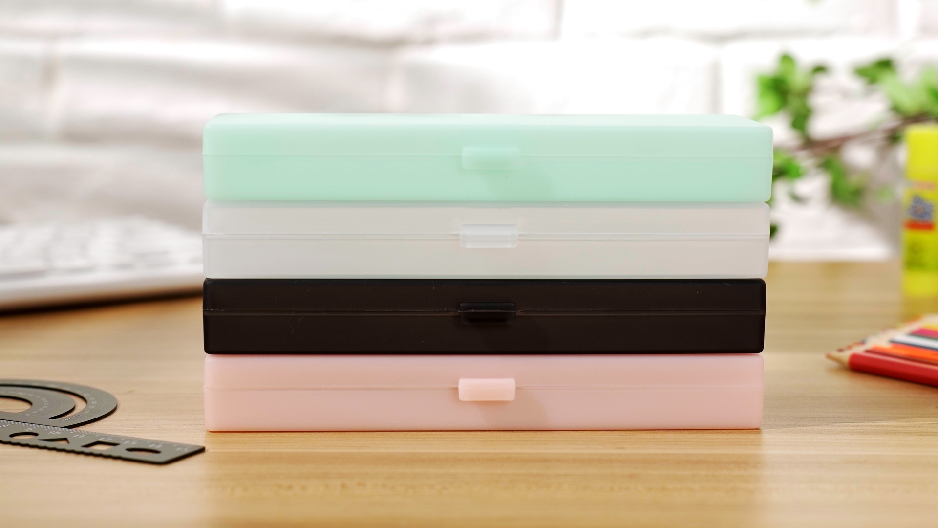 Chinco 4-Pack White Plastic Pencil Cases - Translucent Frosted Hinged Boxes For Pens, Tools, Or Makeup - View #12