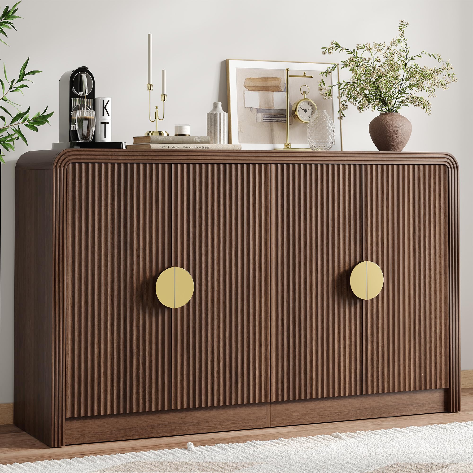 Modern Fluted Buffet Sideboard Cabinet