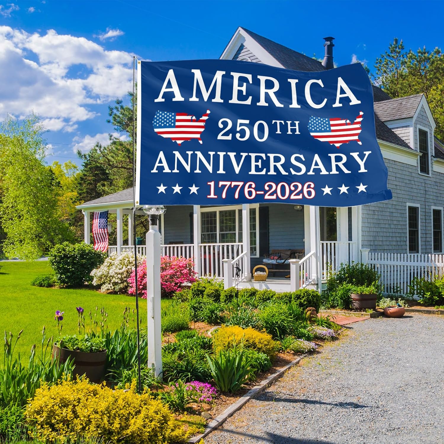 Probsin 250 Anniversary Flag 3x5 Ft Double Sided 3 Ply America 250th Anniversary 1776-2026 American Map Patriotic Signs Party Supplies Hanging Decor for Room Welcome Backdrop with Brass Grommets - Image 7