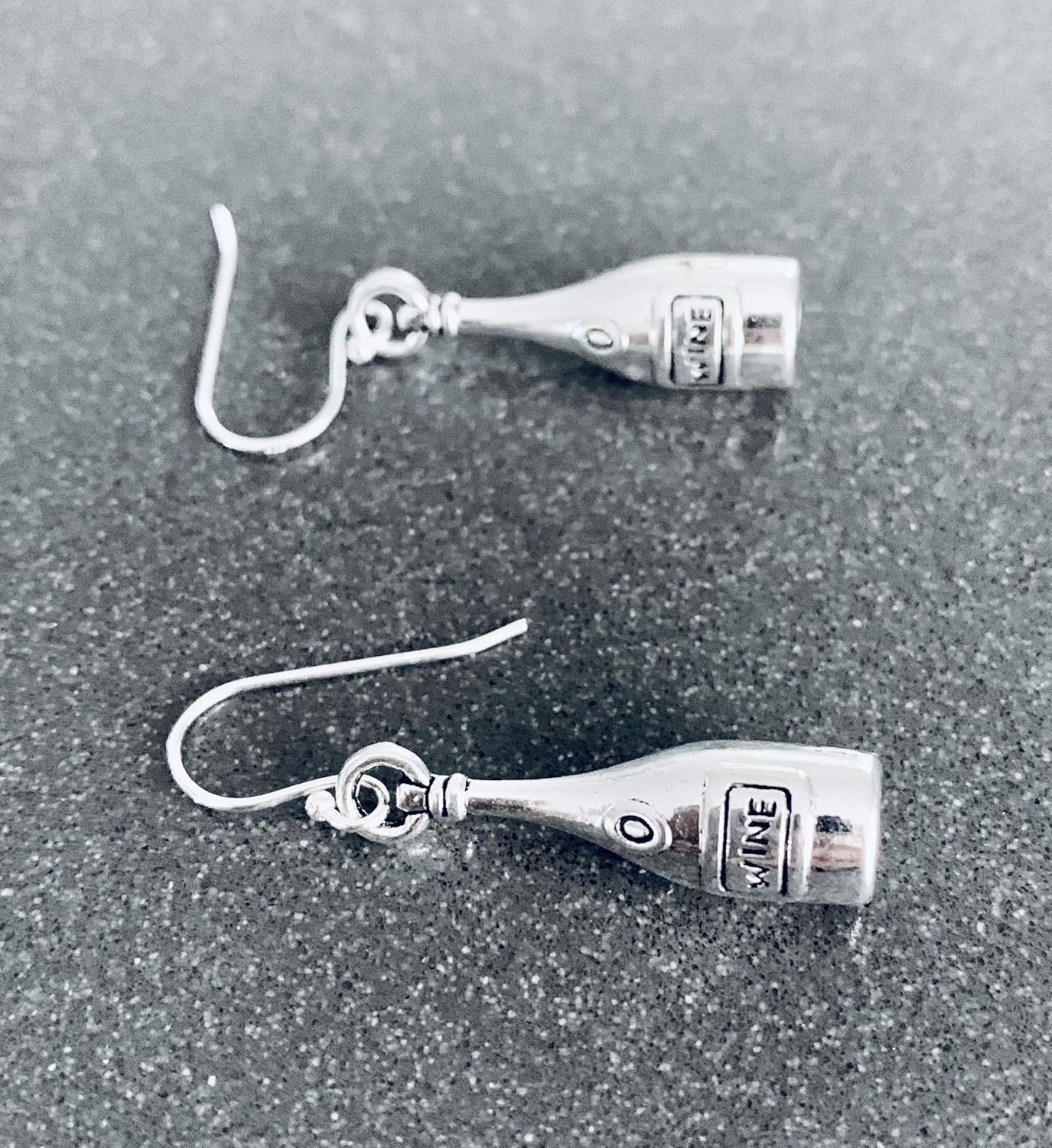 Wine Bottle Sterling Silver Dangle Earrings Gift Jewelry