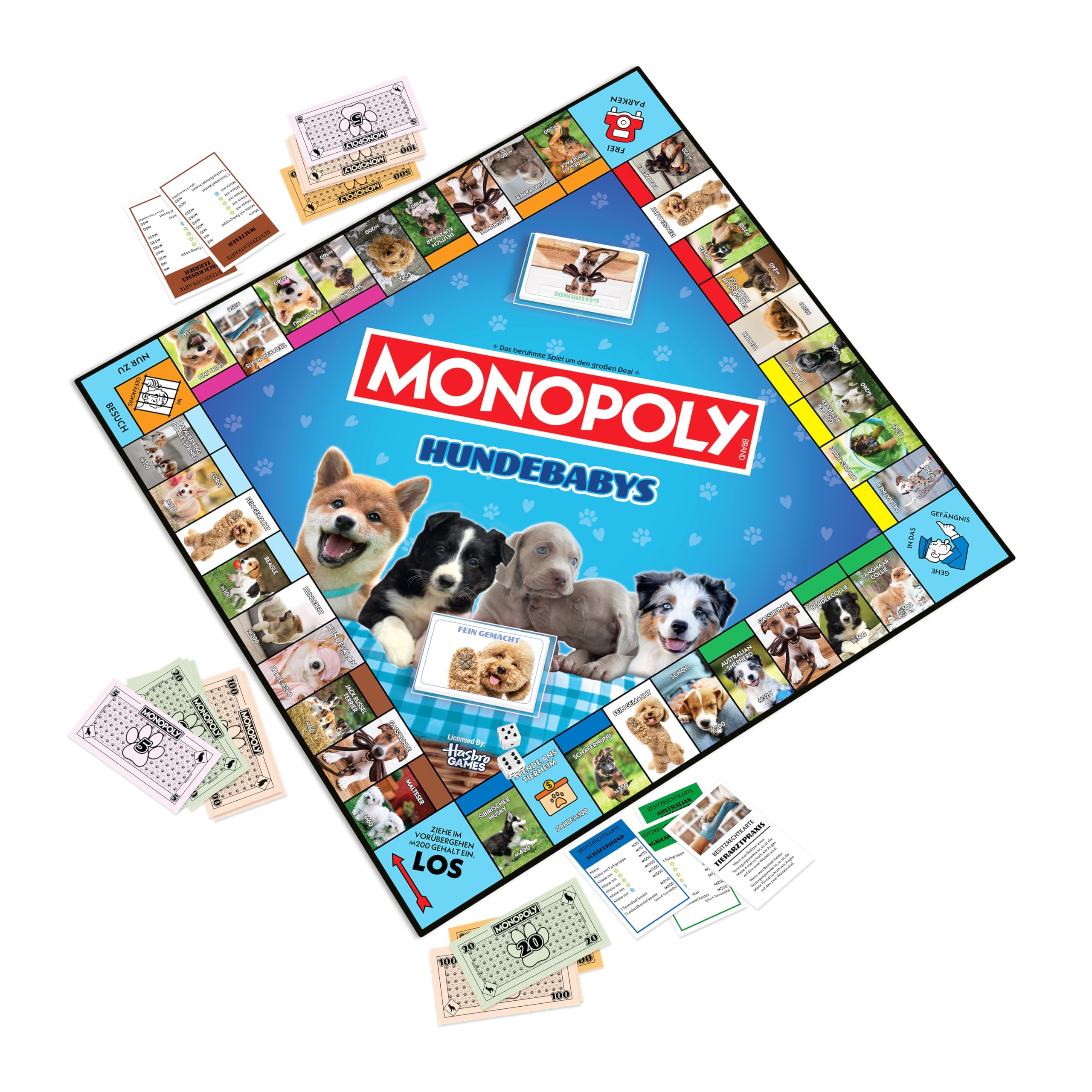 Winning Moves Monopoly Hundebabies Edition Monopoly - Juego para fans de la familia, estrategia, juegos de mesa para perros – 2-6 jugadores a partir de 8 años – alemán