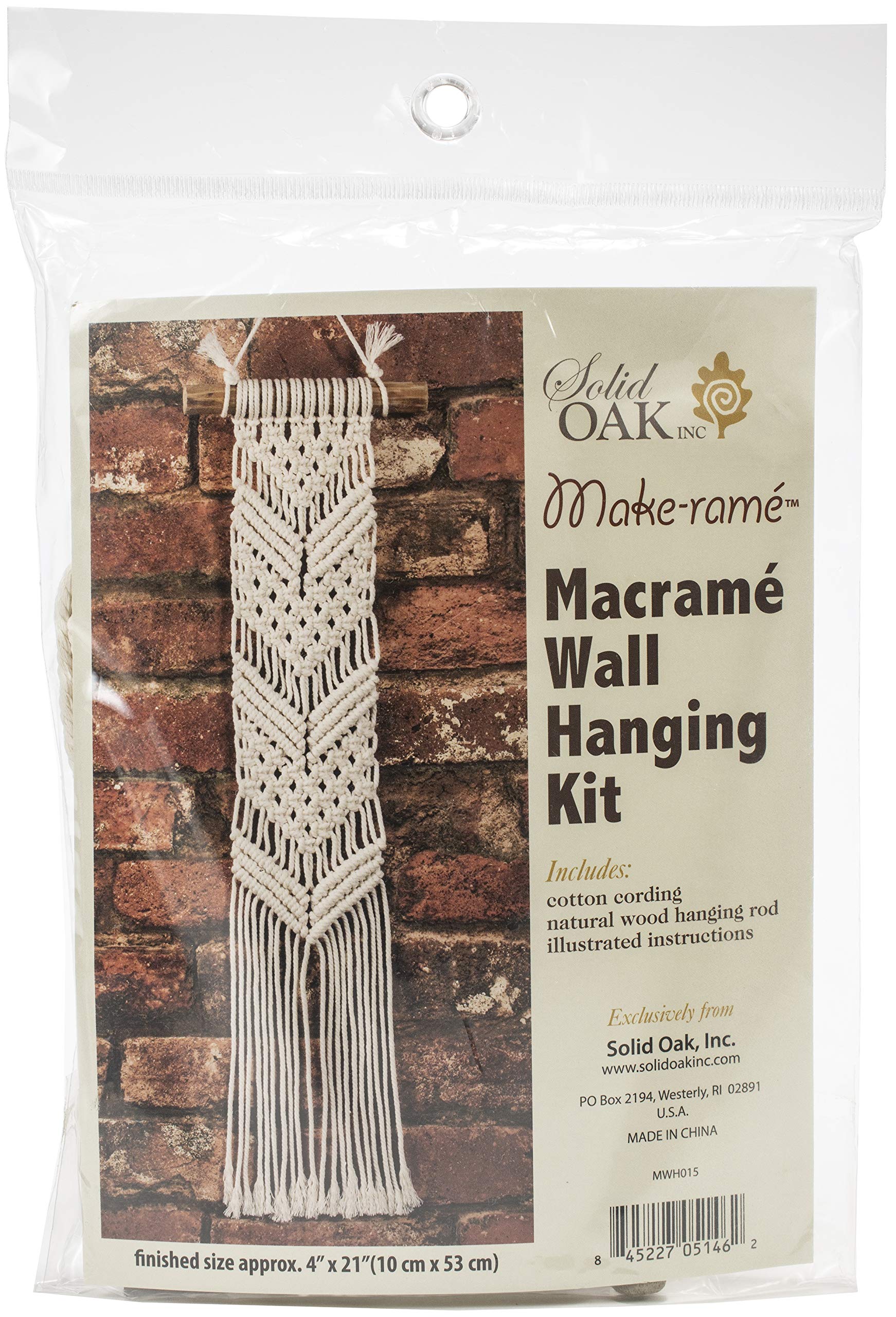 Solid Oak Makramee-Set in kleinem Format, Chevrons