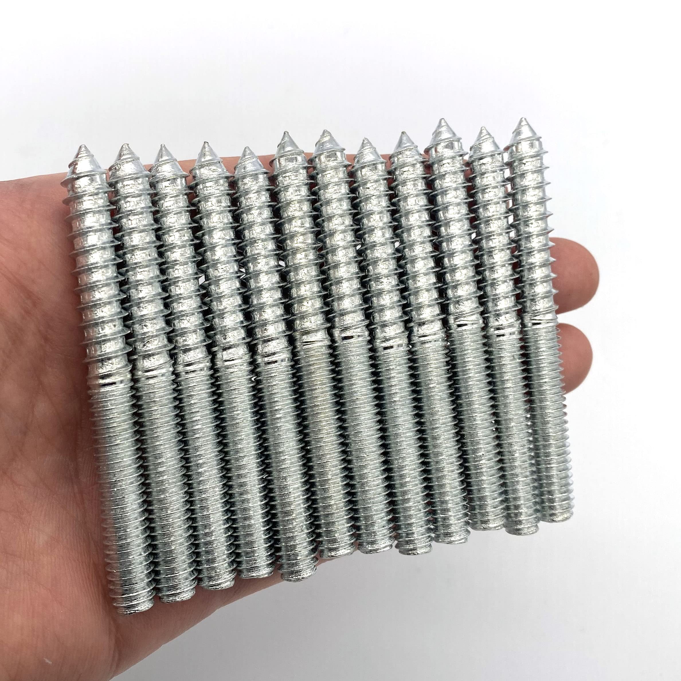 Yoliko 12 Pack 5/16-18 x 3 Inch Silver Hanger Bolts 5/16-18" Double Headed Bolts 5/16 Wood Dowel Screw Self-Tapping Screw Hanger Bolts for Furniture