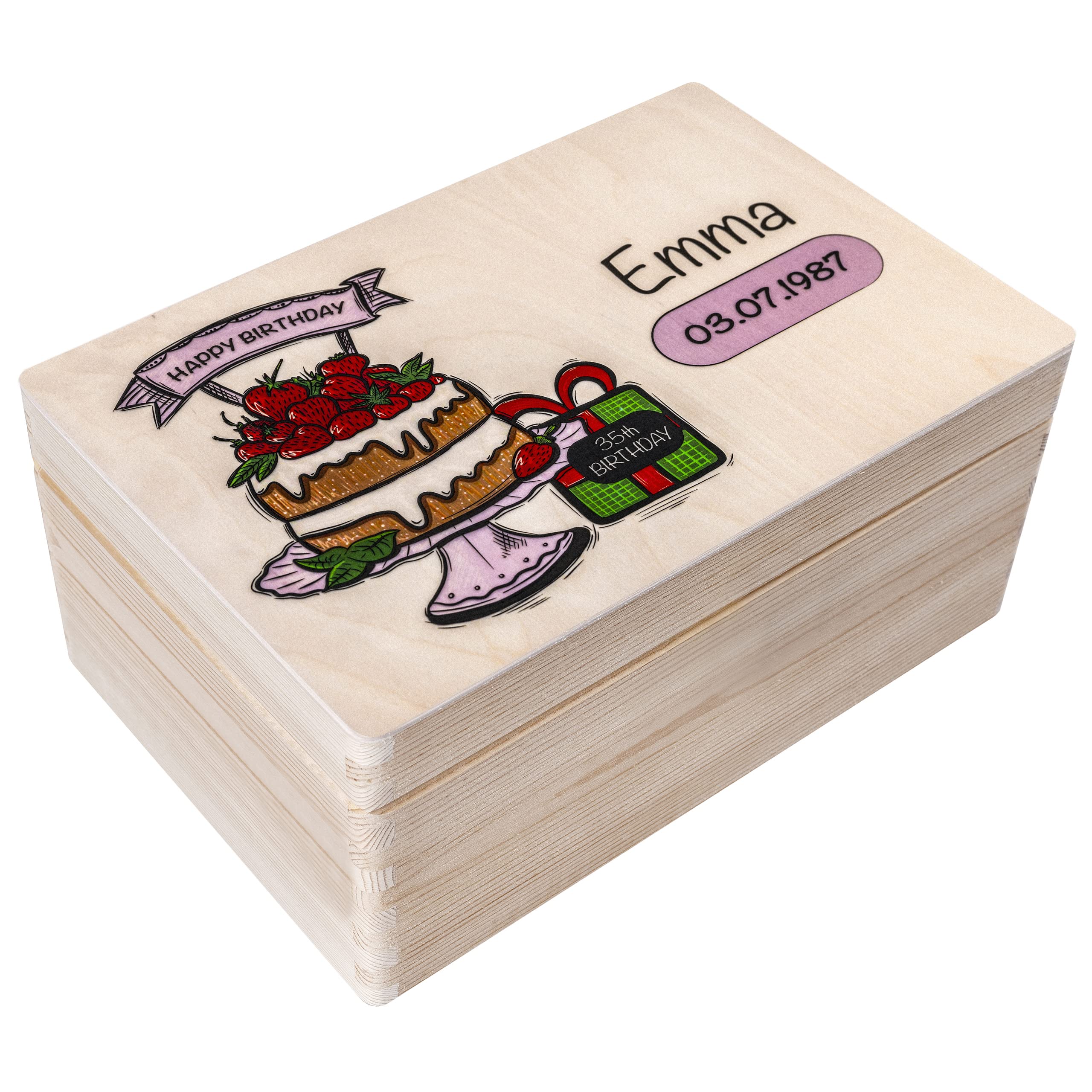 Creative Deco Personalised Birthday Gift | Gifts for Women, Men, Girls or Boys | Unique Wish Text Custom Gift Box | Customised Wooden Storage Box with Hinged Lid | Perfect as a Keepsake or Decoration
