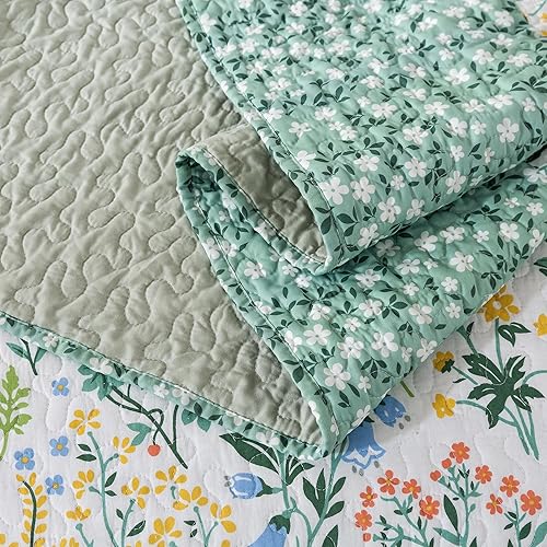 Vista 224 de NEWLAKE Juego de colcha de algodón, juego de colcha reversible de retazos, estampado real clásico turquesa, tamaño Queen Turquesa Clásico