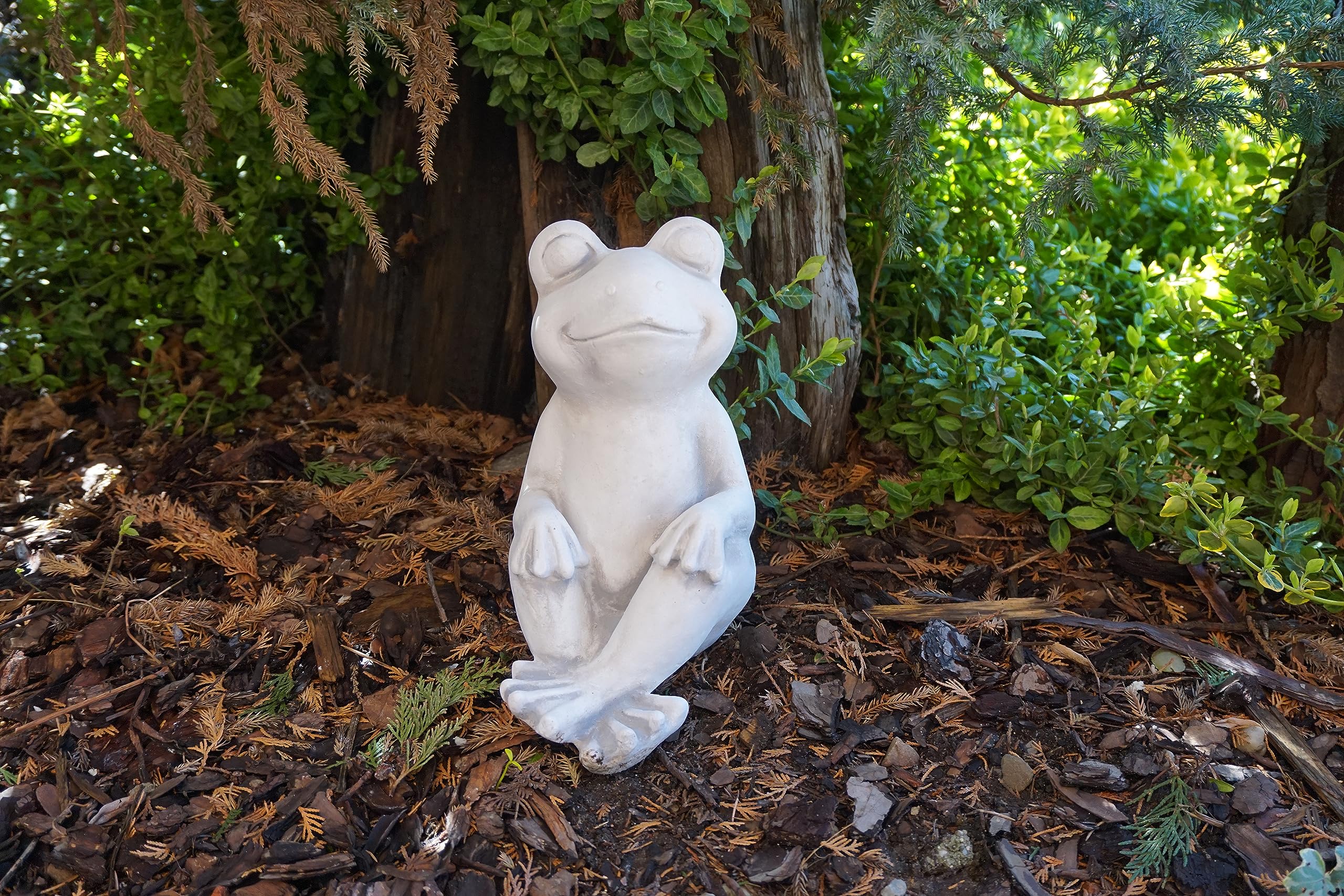 gartendekoparadies.de Froggi – der Glückliche Frosch, Steinfigur aus Steinguss, Grau, Frostsicher, H. 29 cm, 11 kg, für Außenbereich (Froggi)