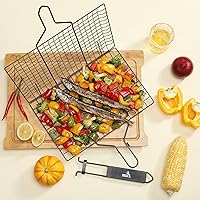 Vista 6 de UNCO Cesta de parrilla de pescado y verduras de acero inoxidable - Negro