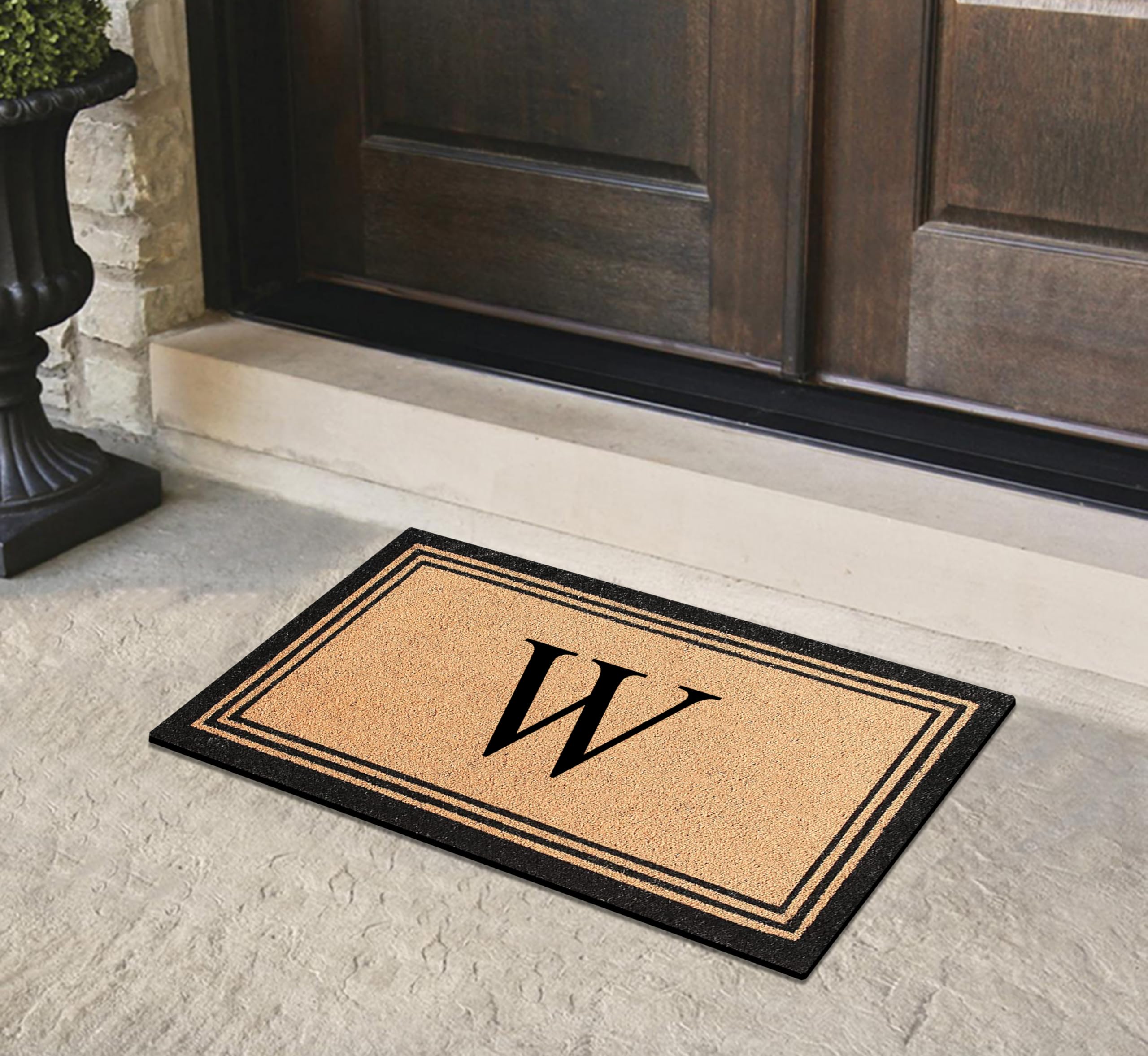 A1HC Natural Coir Monogrammed Door Mat For Front Door, Anti-Shed Treated Durable Doormat for Entrance, Heavy Duty, Easy to Clean, Long Lasting, Front Porch Entry Doormat 24x39