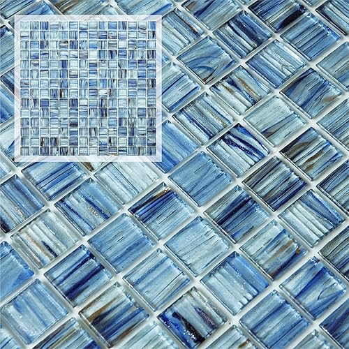 Peel and Stick Glass Tile, 12" x 12" Light Blue