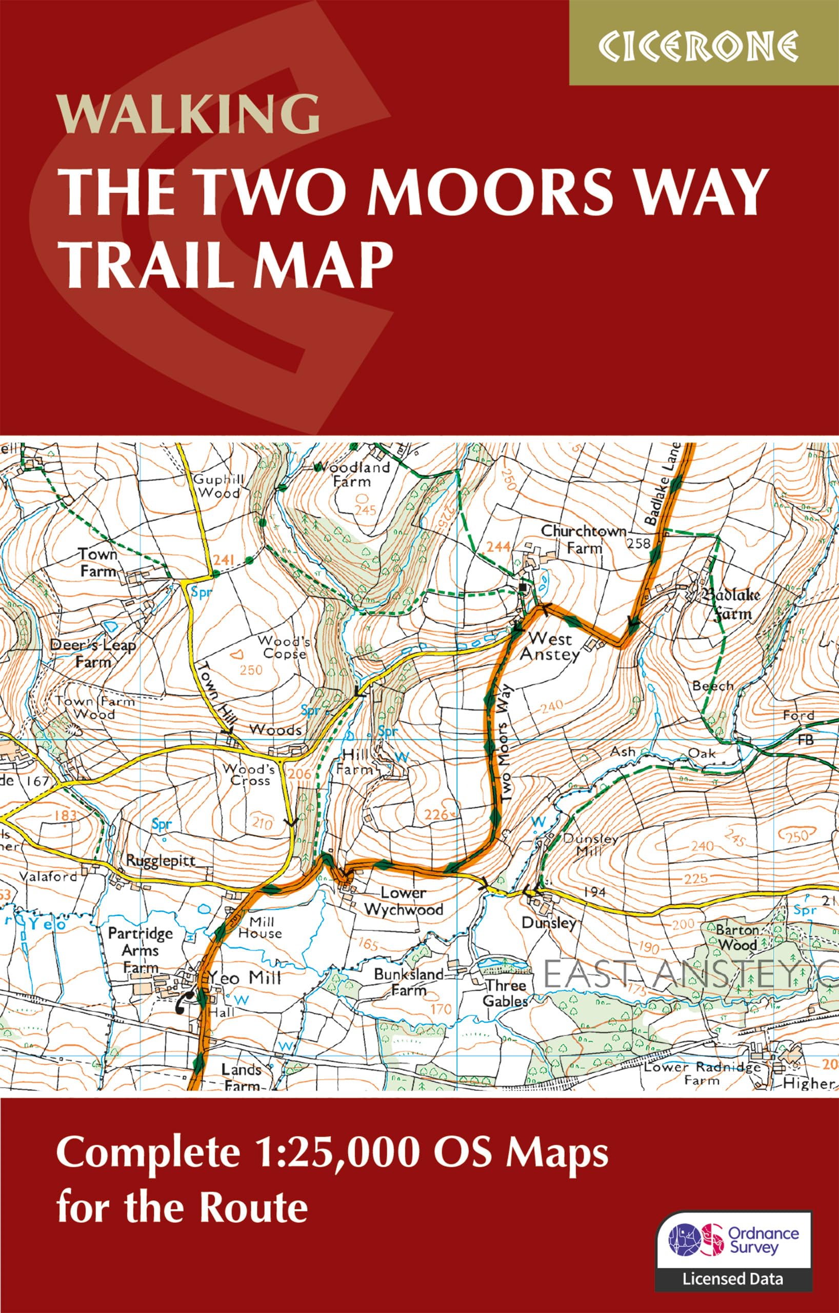 The Two Moors Way Trail Map by Sue Viccars (Paperback Book)