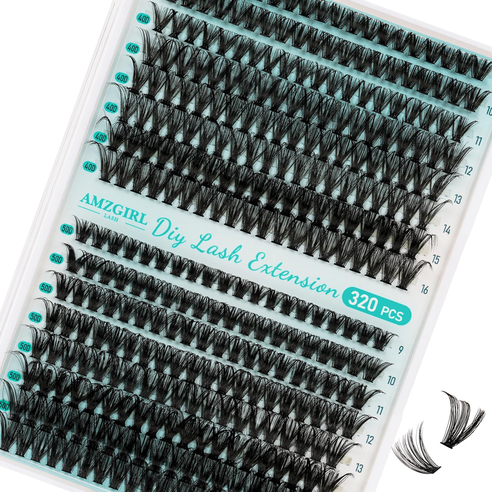 Ciglia individuali, ciglia a grappolo D Ciglia a grappolo individuali 320Pcs 4050D Extension ciglia, ciglia morbide, ciglia DIY Eyelash Extension Ciglia a grappolo per l'applicazione a casa.