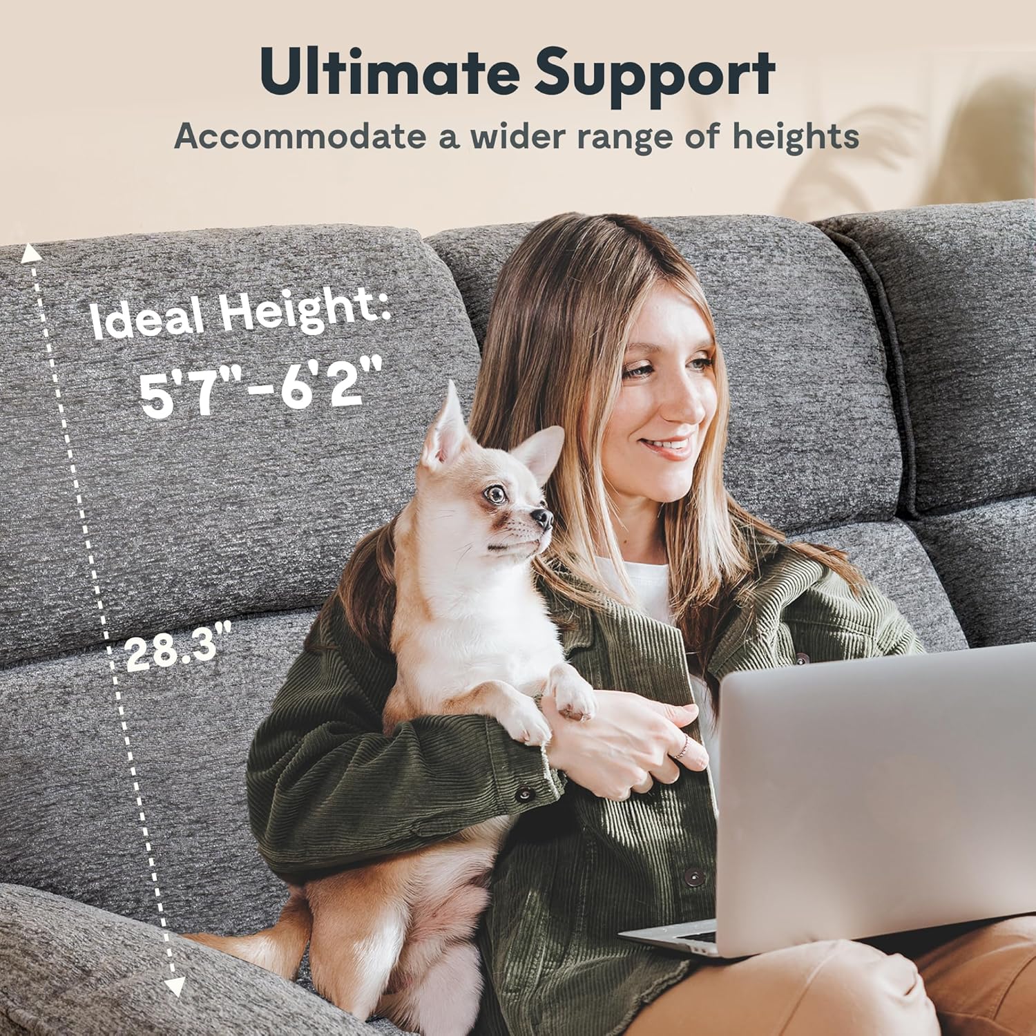 FLEXISPOT XS4 sofa with illuminated massage nodes and heat zones.