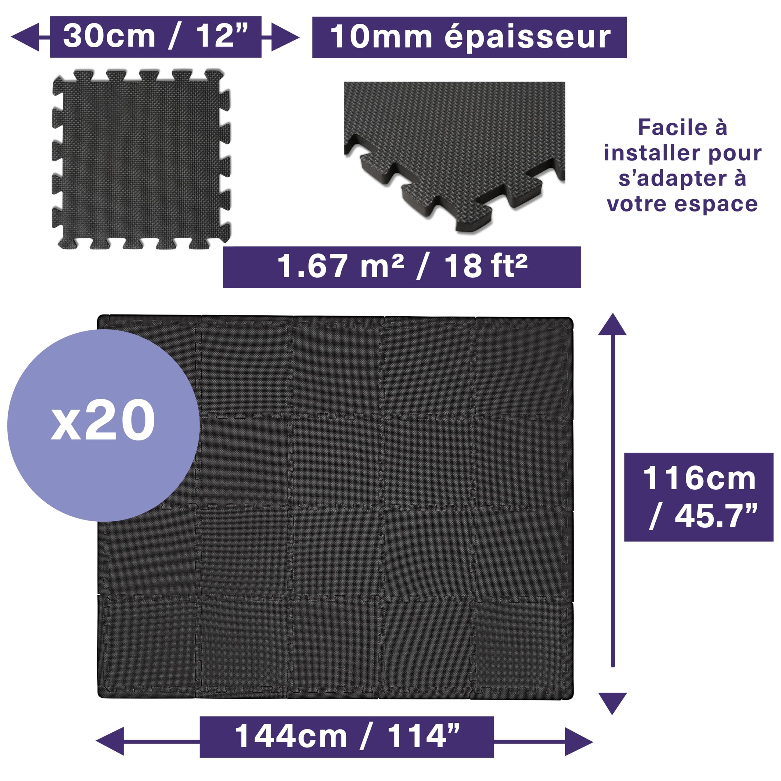 MATANA - Tapis Protecteurs de Sol en Mousse EVA, Tapis de Sol Imperméables Antidérapants pour Gym à Domicile, Piscine, Salle de Jeux pour Enfants