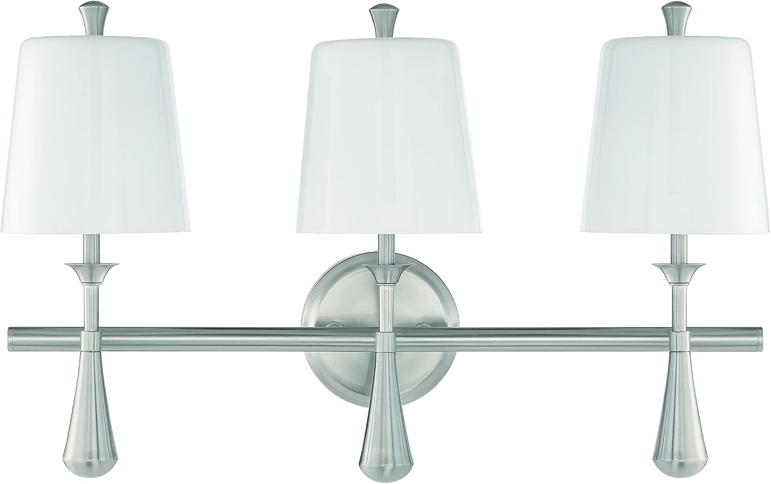 Craftmade Palmer 3 Light Vanity with Frosted Opal Glass Shades, Brushed Polished Nickel, Damp Rated, 57403-BNK