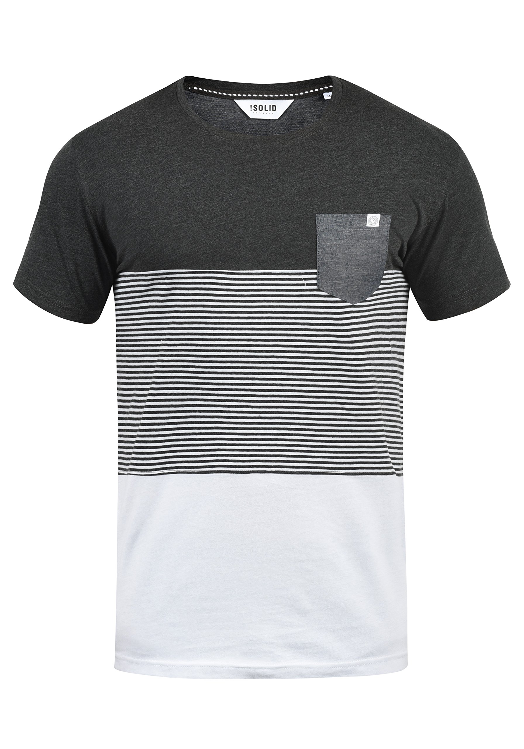 !Solid SDMalte Herren T-Shirt Kurzarm Shirt mit Streifen Rundhals-Ausschnitt Baumwollmischung Regular fit