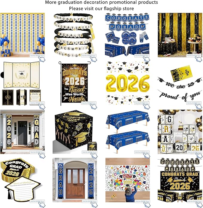 Decoración de graduación 2026 con bandera azul para puerta miniatura 2