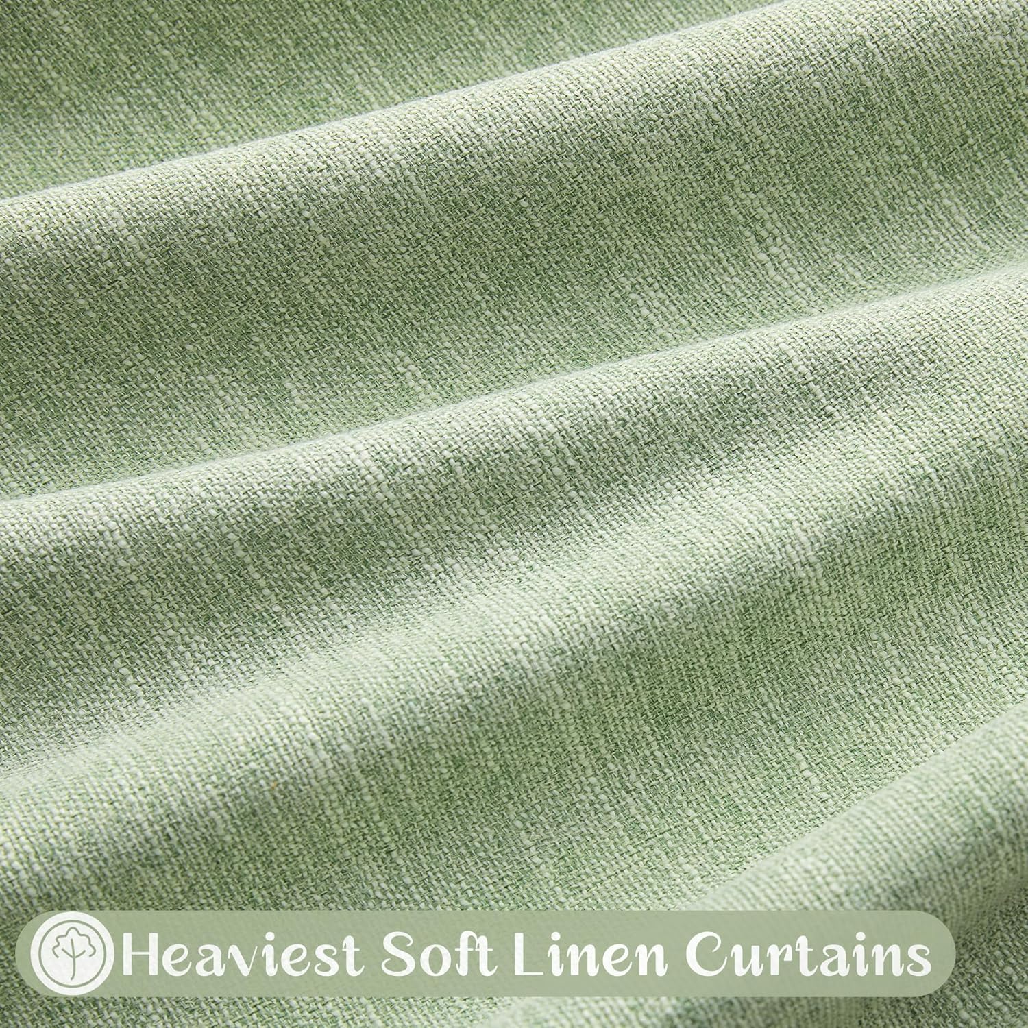Blackout Curtains 86 Inch Long for Bedroom Living Room 2 Panels Set, Linen Sage Green Black Out Curtain Thermal Insulated Room Darkening Noise Reducing Drapes with Back Tab