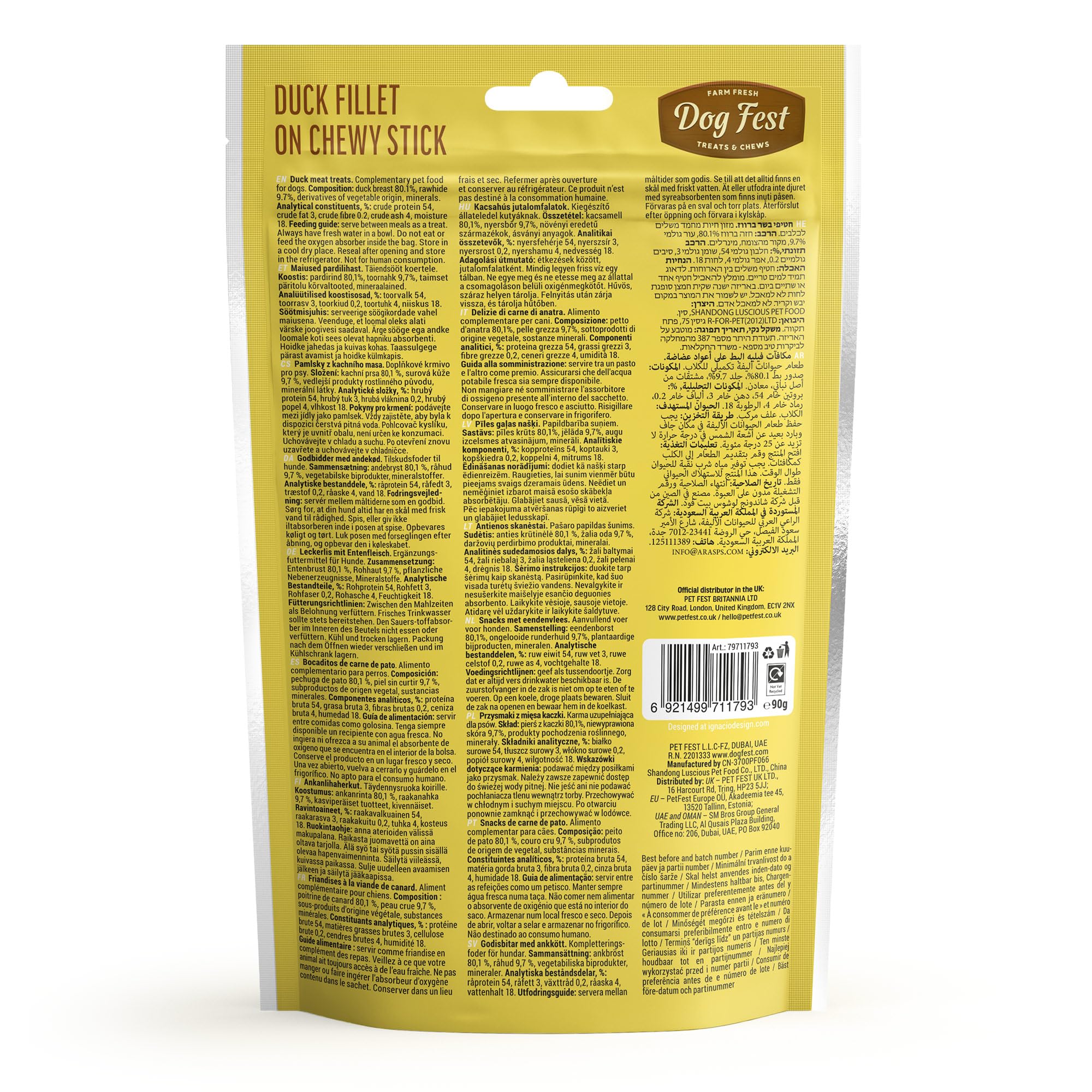 Dog Fest Natural Dog Treats, Duck Breast Fillet on Chewy Stick, Natural Long Lasting Dog Chews for Medium & Large Dogs - Image 3
