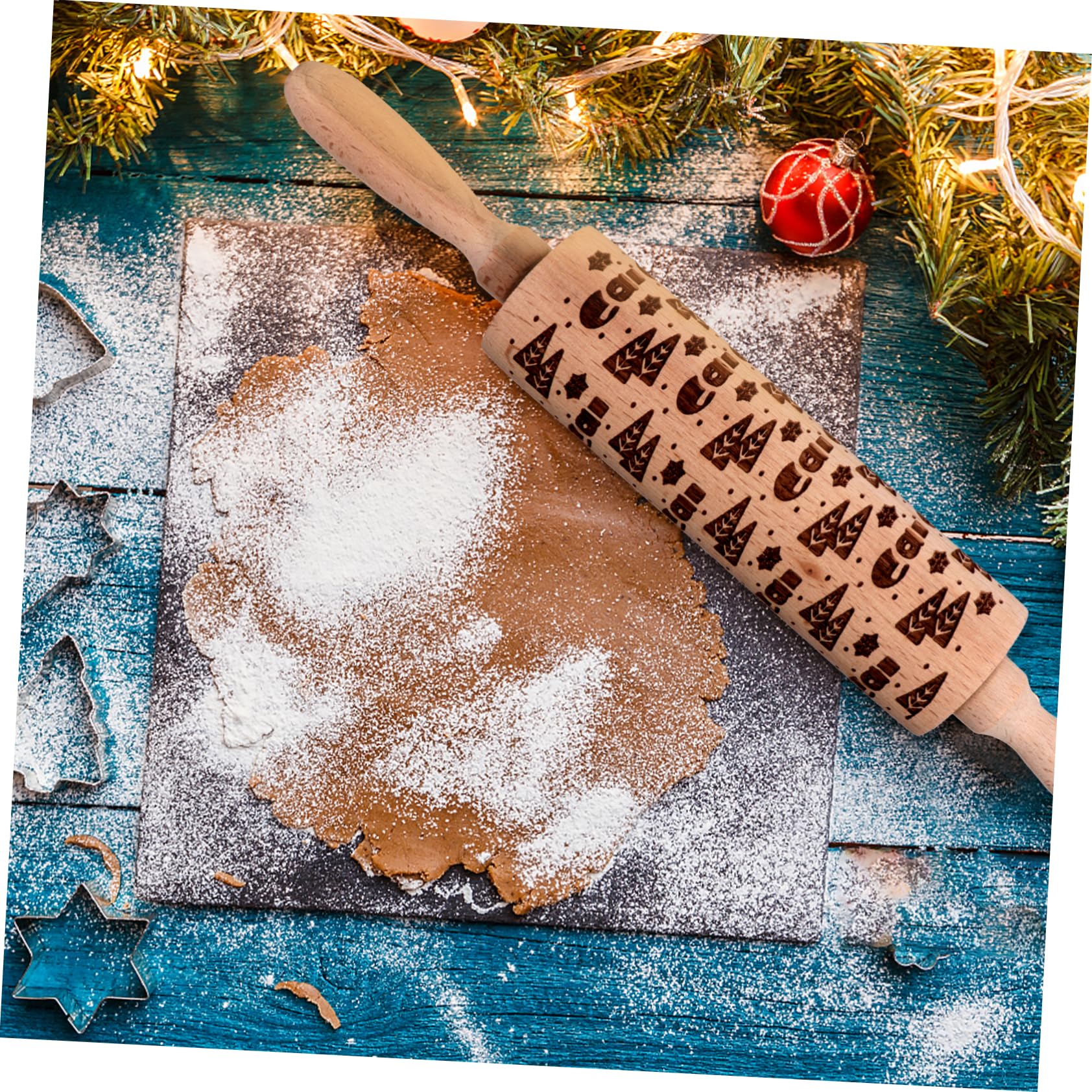 Cabilock Rodillo De Amasar De Madera Resistente y Duradero Perfecto Para Navidad y Repostería