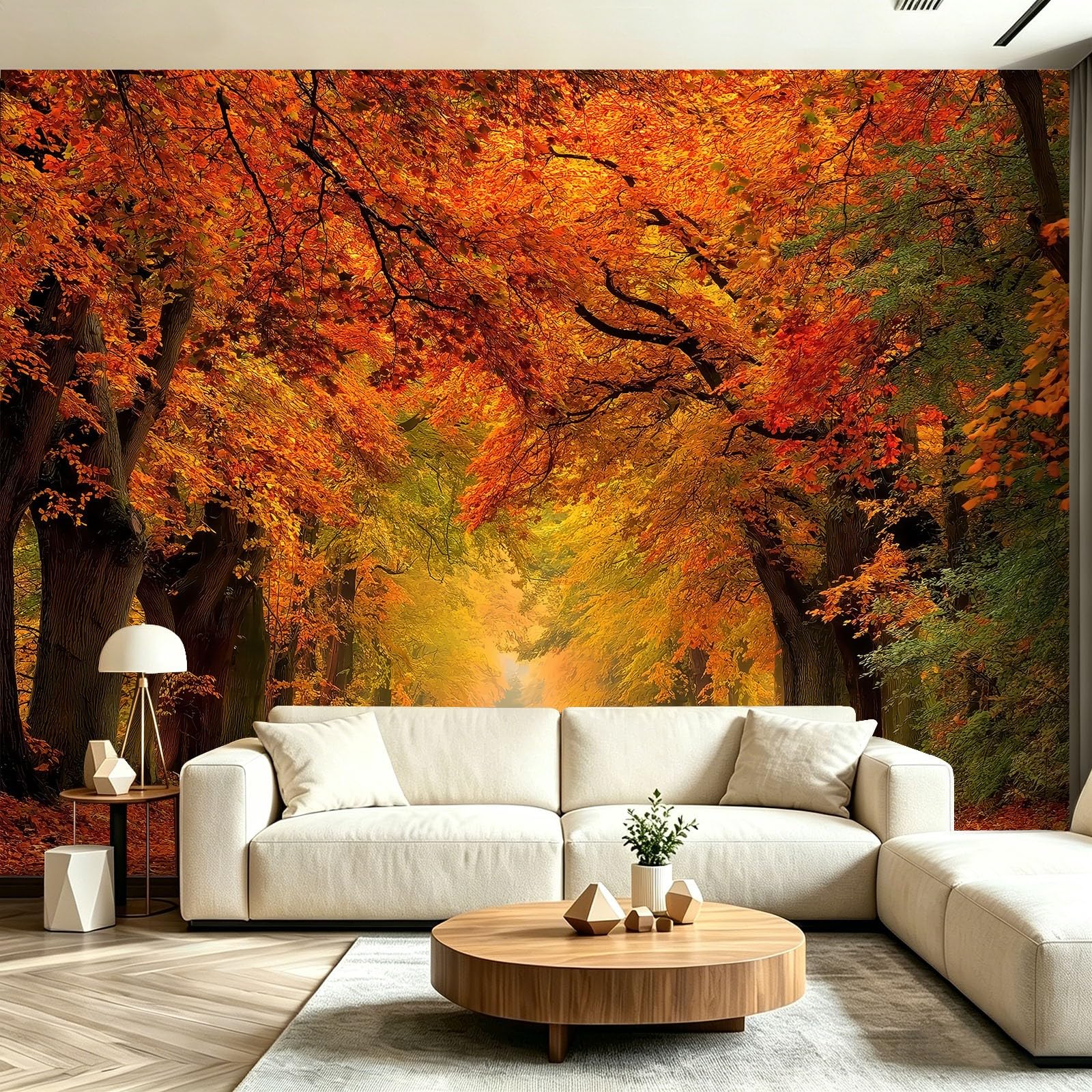 Décoration murale salon avec le panoramique forêt d'automne