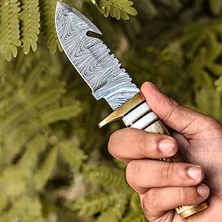 SC KNIFE Custom Handmade Hunting Skinning Gut Hook Knife with Stag Antler Handle and Leather Sheath, Perfect for Hunting, Skinning, and Outdoor Adventures