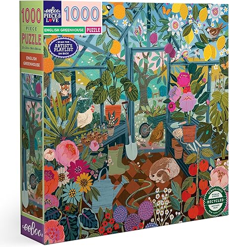 Miniatura 7 de eeBoo Rompecabezas de 1000 piezas, rompecabezas de cabaña inglesa para adultos, cuadrado de 23 x 23 pulgadas, fabricado con tablero reciclado y