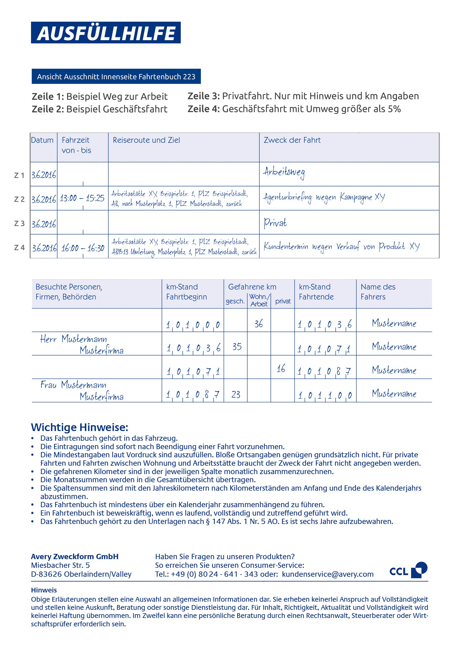 AVERY Zweckform 223 Fahrtenbuch für PKW im 20er-Pack (vom Finanzamt anerkannt, A5, 80 Seiten insgesamt 858 Fahrten, für Deutschland und Österreich zur Abgrenzung privater/geschäftlicher Fahrten)