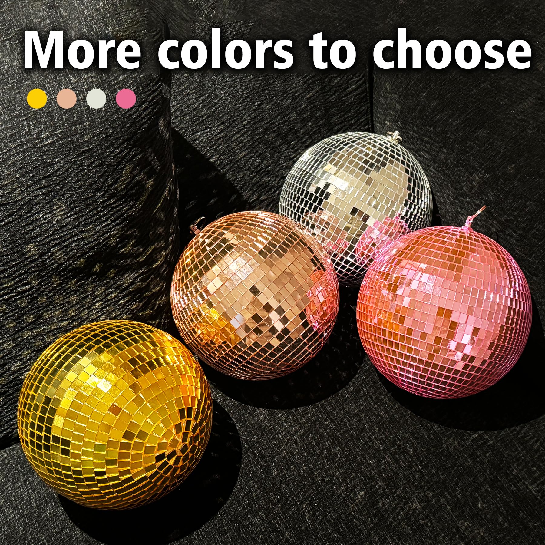 Boule à Facettes Disco 20 cm avec chaîne d'extension et crochet de suspension - Décoration Scintillante pour Fêtes et Événements, Argent
