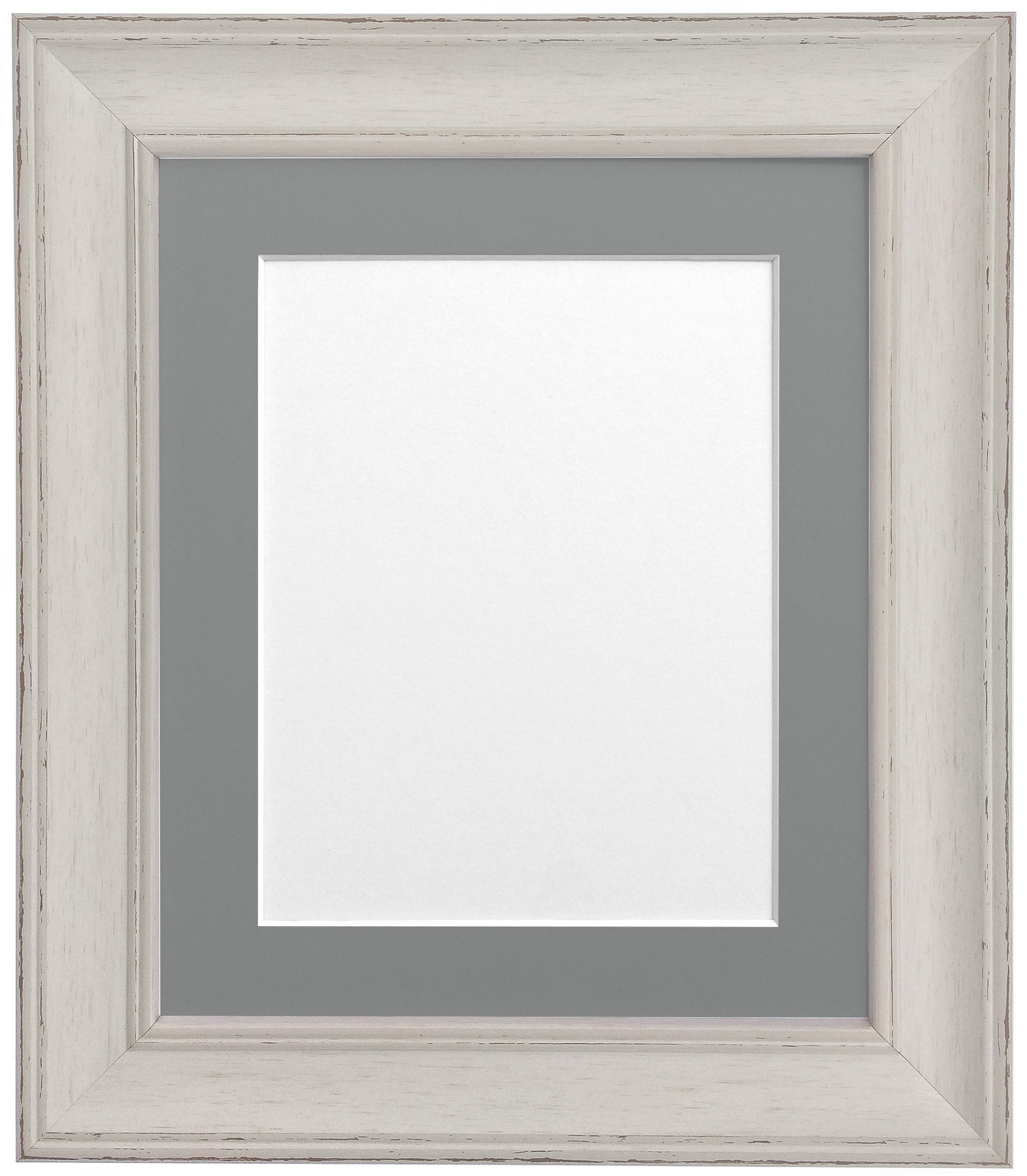 Frames By Post Dark Grey Mount Scandi Vintage Distressed Ivory Grey Picture Photo Frame With A2 For Image Size A3