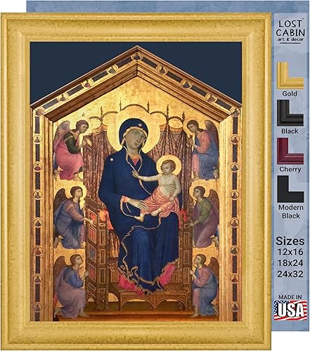 Lost Cabin Rucellai Madonna de Duccio di Buoninsegna  Lienzo en marco biselado dorado  Reproducción de pintura de obras de arte finas  Póster
