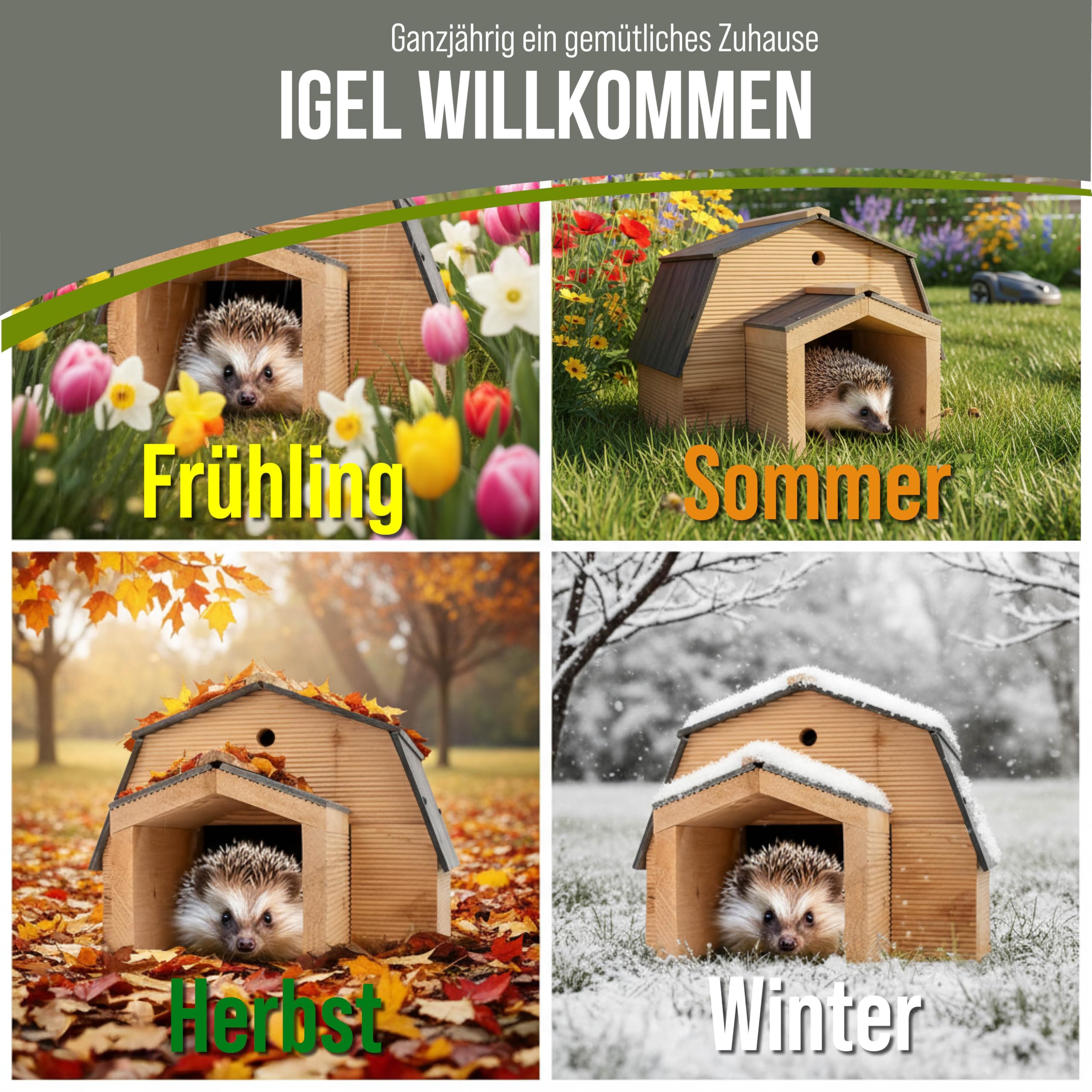 Igelhaus Winterfest Premium Igelfutterhaus Made in Europe Igelhotel Futterhaus Igelhöhle