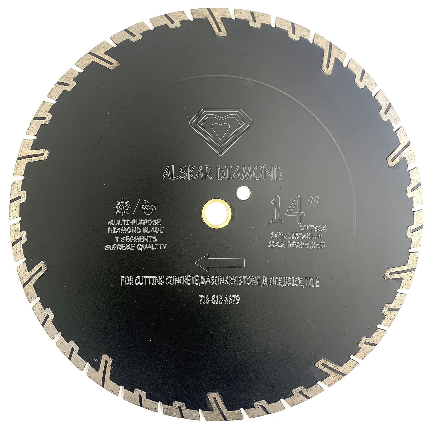 ADLTTS 14 inch Supreme Quality Dry or Wet Cutting Saw T Segmented Diamond Blades for Granite Stone Concrete (14")
