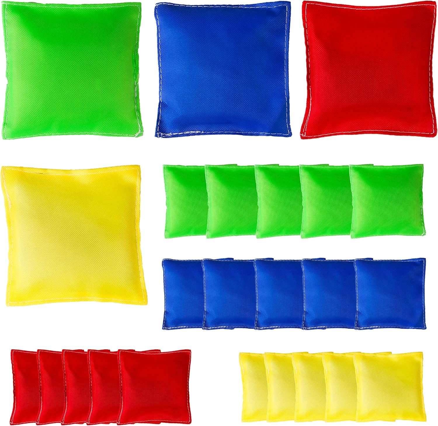 PROLOSO 24 Pack Nylon Cornhole Bean Bags Toss Bags Toy Set for Lawn Floor Beach Toss Games Assorted Colors 4" x 4" : Toys & Games