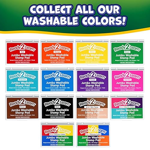 Miniatura 7 de READY 2 LEARN Almohadilla de sello lavable Jumbo - 6 en 1 - No tóxico - Resistente a la decoloración - Perfecto para álbumes de recortes, carteles y