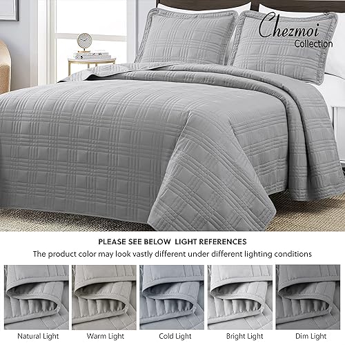 Miniatura 8 de Chezmoi Collection - Juego de colcha de 3 piezas de gran tamaño Kingston