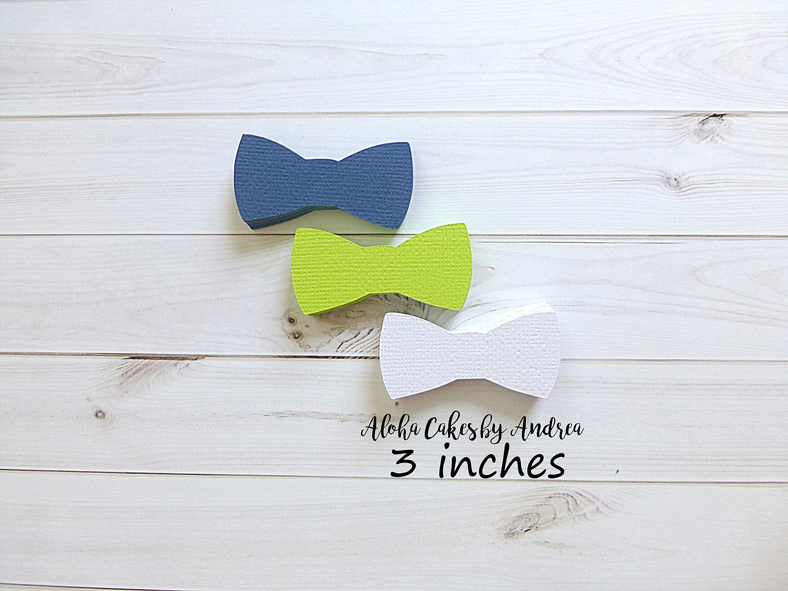 Bow Tie Baby Shower Decorations, Navy Blue, Lime Green and White, Its A Boy, Little Man Party Ideas, Bow Tie Confetti, Wall Decor, First Birthday, 3 inches, Set of 12